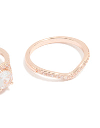 Rose Gold Cubic Zirconia & Pointed Rings 3-Pack - link has visual effect only