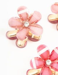 Gold Diamante Pink & Cream Mini Flower Claw Clips 6-Pack - link has visual effect only