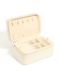 Cream PU Leather Rectangular Layered Jewellery Case - link has visual effect only