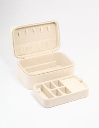 Cream PU Leather Rectangular Layered Jewellery Case - link has visual effect only