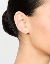 Gold Plated Sterling Silver Cubic Zirconia Flower Hoop Earrings - link has visual effect only