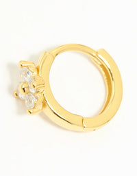 Gold Plated Sterling Silver Cubic Zirconia Flower Hoop Earrings - link has visual effect only