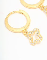 Gold Plated Sterling Silver Cubic Zirconia Flower Huggie Earrings - link has visual effect only