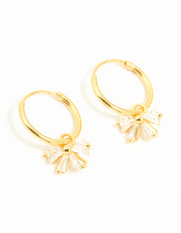 Gold Plated Sterling Silver Cubic Zirconia Bow Huggie Earrings - link has visual effect only