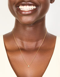 Gold Plated Sterling Silver Cubic Zirconia Pavé Letter A Necklace - link has visual effect only