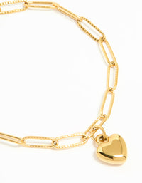 Waterproof Gold Plated Stainless Steel Pin Chain Heart Bracelet - link has visual effect only