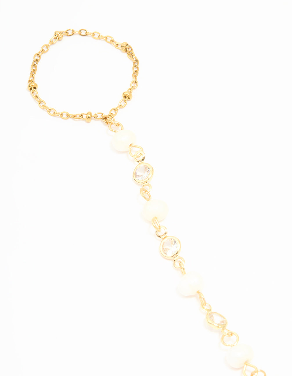 Waterproof Gold Plated Stainless Steel Pearl Hand Chain
