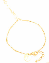 Waterproof Gold Plated Stainless Steel Pearl Hand Chain - link has visual effect only
