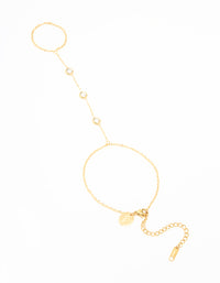 Waterproof Gold Plated Stainless Steel Diamante Bezel Hand Chain - link has visual effect only
