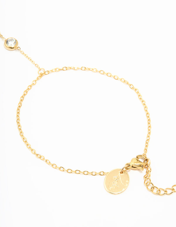 Waterproof Gold Plated Stainless Steel Diamante Bezel Hand Chain