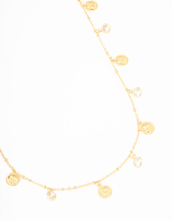 Waterproof Gold Plated Stainless Steel Diamante & Disc Waist Chain