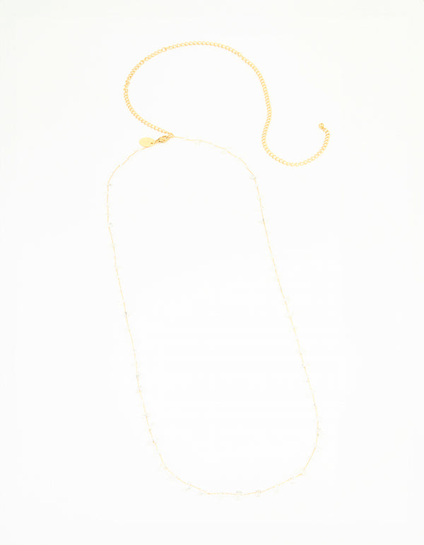 Waterproof Gold Plated Stainless Steel Clear Semiprecious Stone Waist Chain