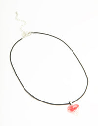 Red Bubble Heart Pendant Black Cord Necklace - link has visual effect only