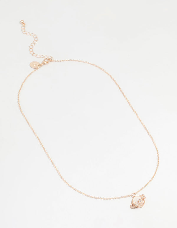 Rose Gold Genuine Shell Planet Pendant Necklace