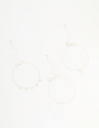 Silver Diamante Bow & Heart Bracelets 3-Pack - link has visual effect only