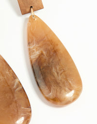 Gold Wood Oval Drop Earrings - link has visual effect only