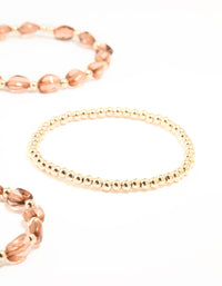 Gold Brown Beaded Stretch Bracelets 6-Pack - link has visual effect only