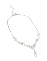 Silver Pearl Cubic Zirconia Y-Necklace - link has visual effect only