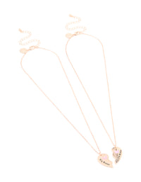 Kids Rose Gold Butterfly Heart Big & Little Sister Necklaces 2-Pack - link has visual effect only