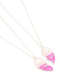 Kids Silver Pastel Heart BFF Necklaces 2-Pack - link has visual effect only