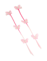 Kids Pink Faux Hair Fabric Butterfly Clips 2-Pack - link has visual effect only