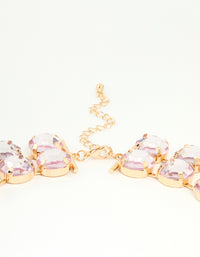 Gold Pink Diamante Statement Necklace - link has visual effect only