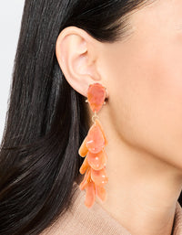 Orange Acrylic Petal Cluster Drop Earrings - link has visual effect only