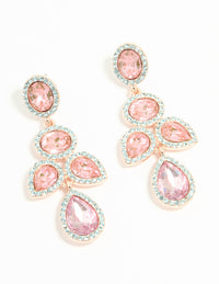 Rose Gold Pink Diamante Opulent Drop Earrings - link has visual effect only