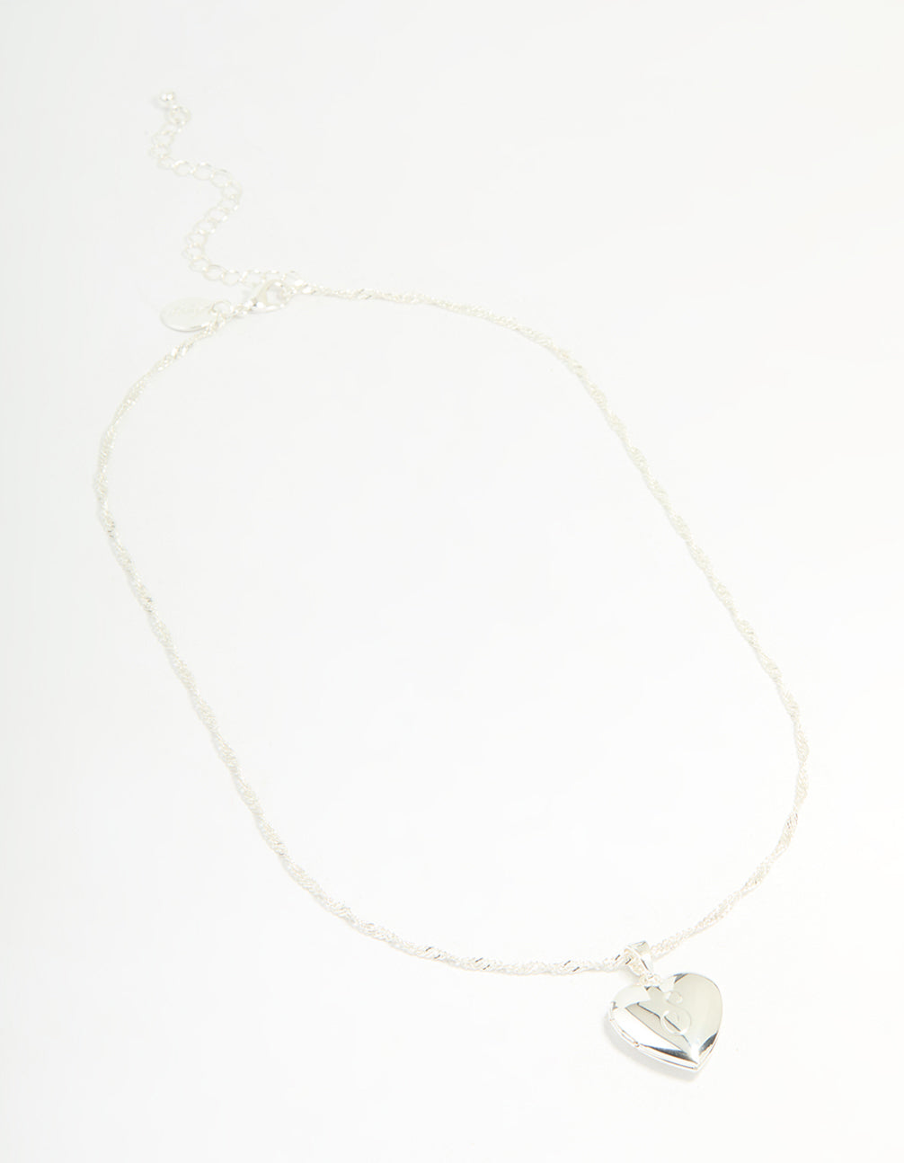 Silver Plated Letter S Heart Locket Necklace