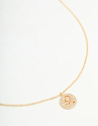 Gold Plated Cubic Zirconia Leo Circle Necklace - link has visual effect only