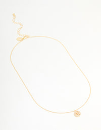 Gold Plated Cubic Zirconia Leo Circle Necklace - link has visual effect only