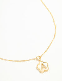 Gold Plated Genuine Shell Letter A Flower Petal Necklace - link has visual effect only