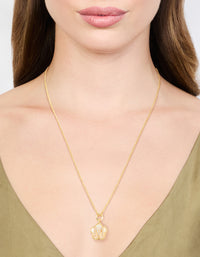 Gold Plated Genuine Shell Letter M Flower Petal Necklace - link has visual effect only