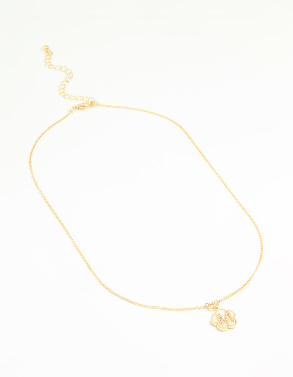 Gold Plated Genuine Shell Letter M Flower Petal Necklace
