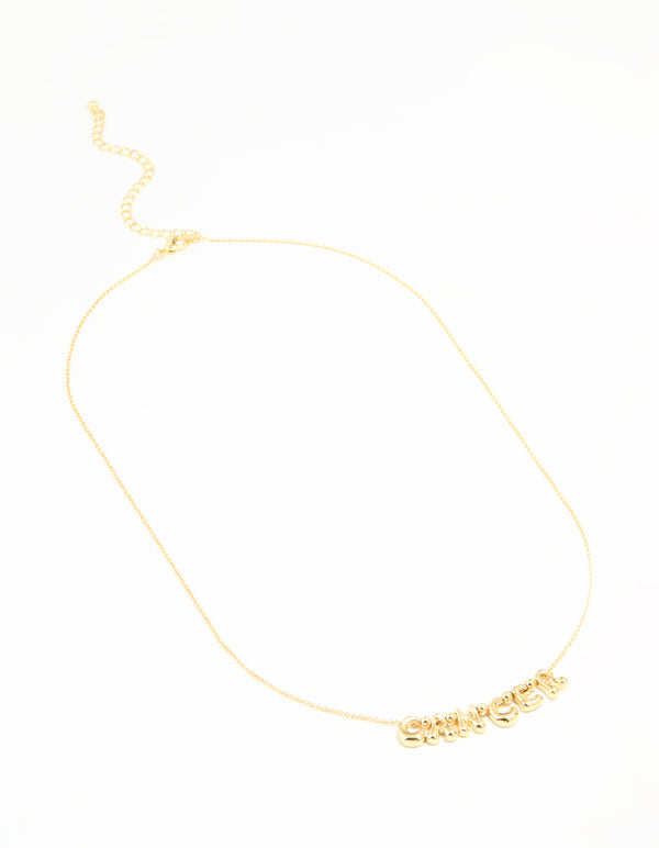 Gold Plated Bubble Cancer Pendant Necklace
