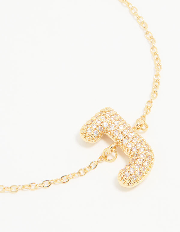 Gold Plated Cubic Zirconia Bubble J Pavé Toggle Bracelet
