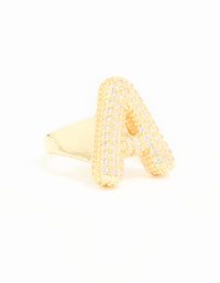 Gold Plated Cubic Zirconia Bubble A Pave Ring - link has visual effect only