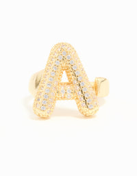 Gold Plated Cubic Zirconia Bubble A Pave Ring - link has visual effect only