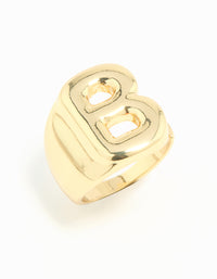 Gold Plated Bubble Letter B Ring - link has visual effect only