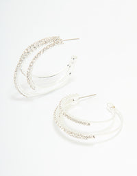 Silver Diamante Trio Hoop Earrings - link has visual effect only