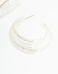 Silver Diamante Trio Hoop Earrings - link has visual effect only