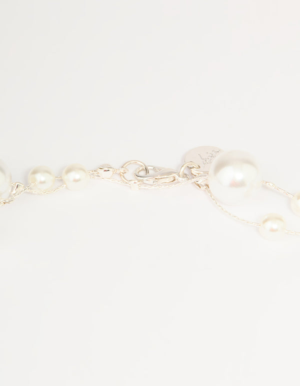 Silver Pearl Layered Necklace