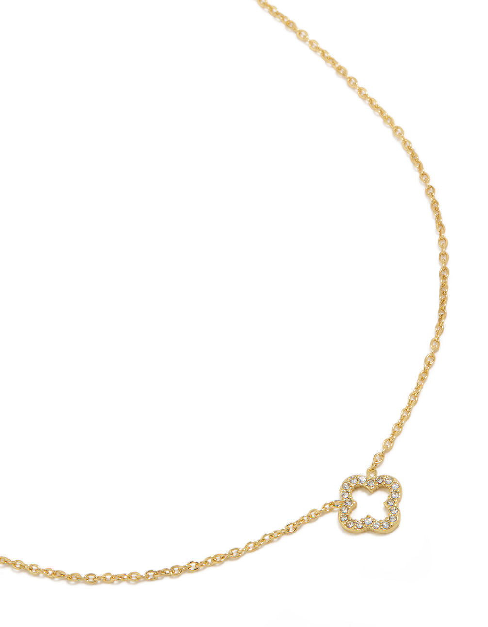 Waterproof Gold Plated Stainless Steel Diamante Flower Outline Necklace