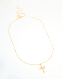 Gold Plated Brass Cubic Zirconia Large Cross Pendant Necklace - link has visual effect only