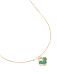 Gold Lovely Green Flower Petal Necklace - link has visual effect only