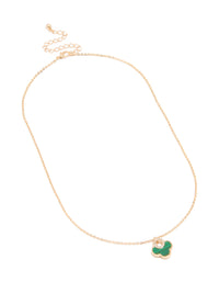 Gold Lovely Green Flower Petal Necklace - link has visual effect only