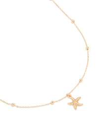 Gold Textured Starfish Pendant Necklace - link has visual effect only