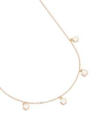 Gold White Flower Petal Station Necklace - link has visual effect only