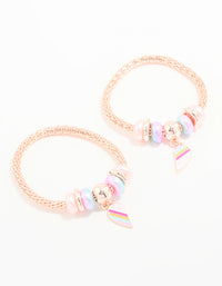 Kids Rose Gold Beaded Heart BFF Stretch Bracelets 2-Pack - link has visual effect only
