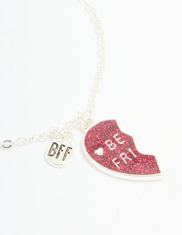 Kids Silver Heart BFF Bracelets 2-Pack